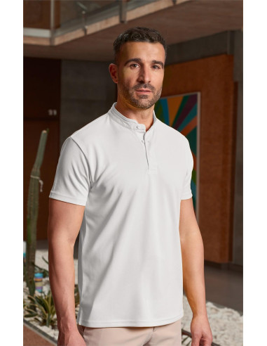 Polo caballero cuello mao, manga corta, Coolmax