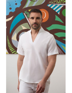 Polera unisex oversize efecto lino