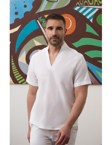 Polera unisex oversize efecto lino