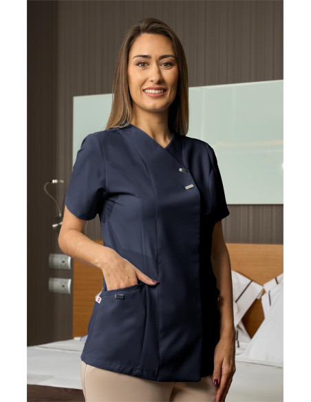 Casaca sanitaria microfibra señora con broches