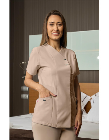 Casaca sanitaria microfibra señora con broches