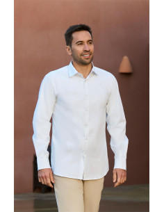 Camisa semientallada en tejido popelín elástico