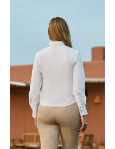 Blusa semientallada en tejido popelín elástico 2