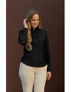 Blusa semientallada en tejido popelín elástico 2