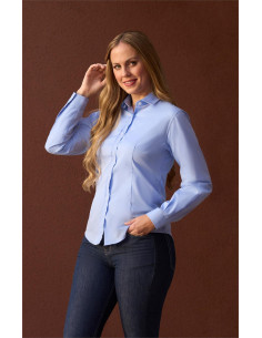 Blusa señora semientallada. Tejido fil a fil colores