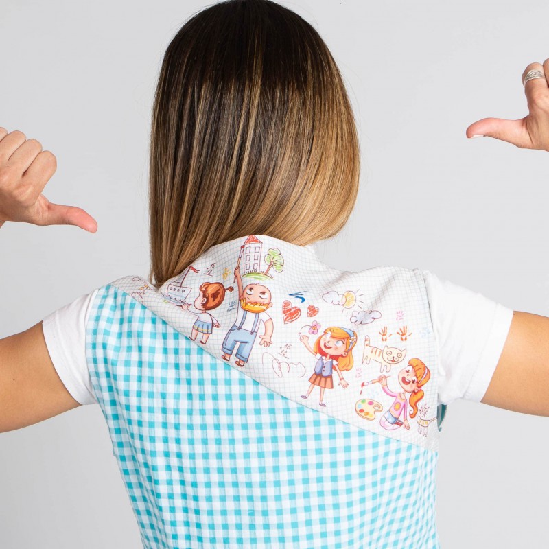 Bata sin mangas colegial mujer dibujos