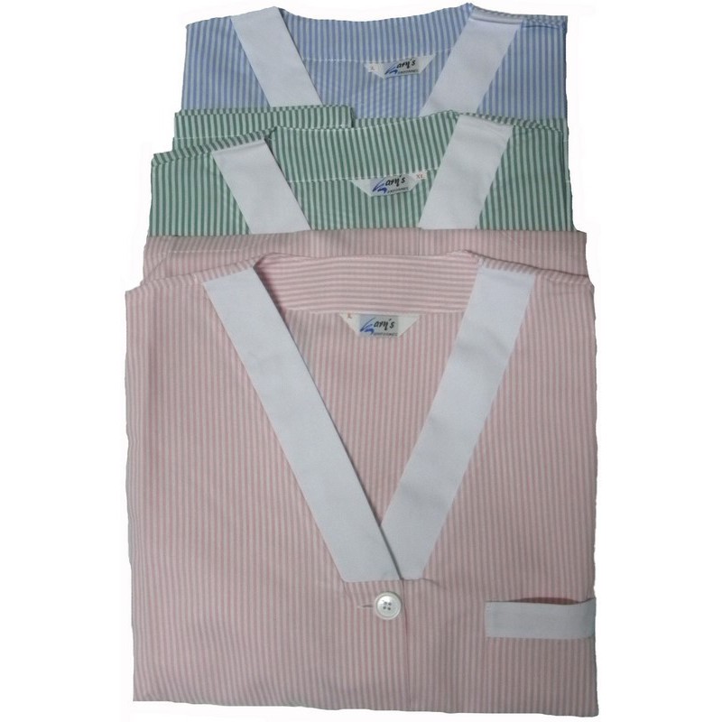 Casaca cuello pico a rayas y botones